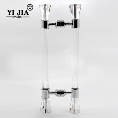 luxury decorative flat sliding crystal glass front door pull handles