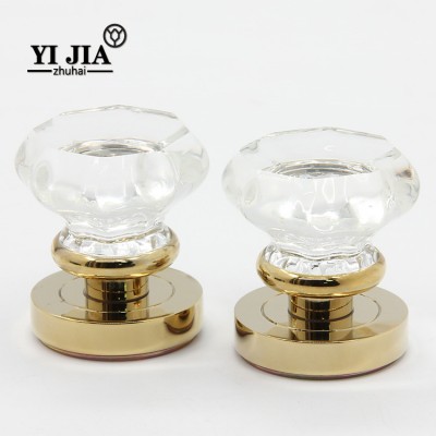 Home Furniture Hardware Octagon Shape Crystal Glass Door Handle Set