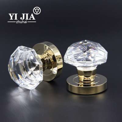 Antique Zinc Alloy Clear Interior Door Glass Crystal Knobs Door Handles Set